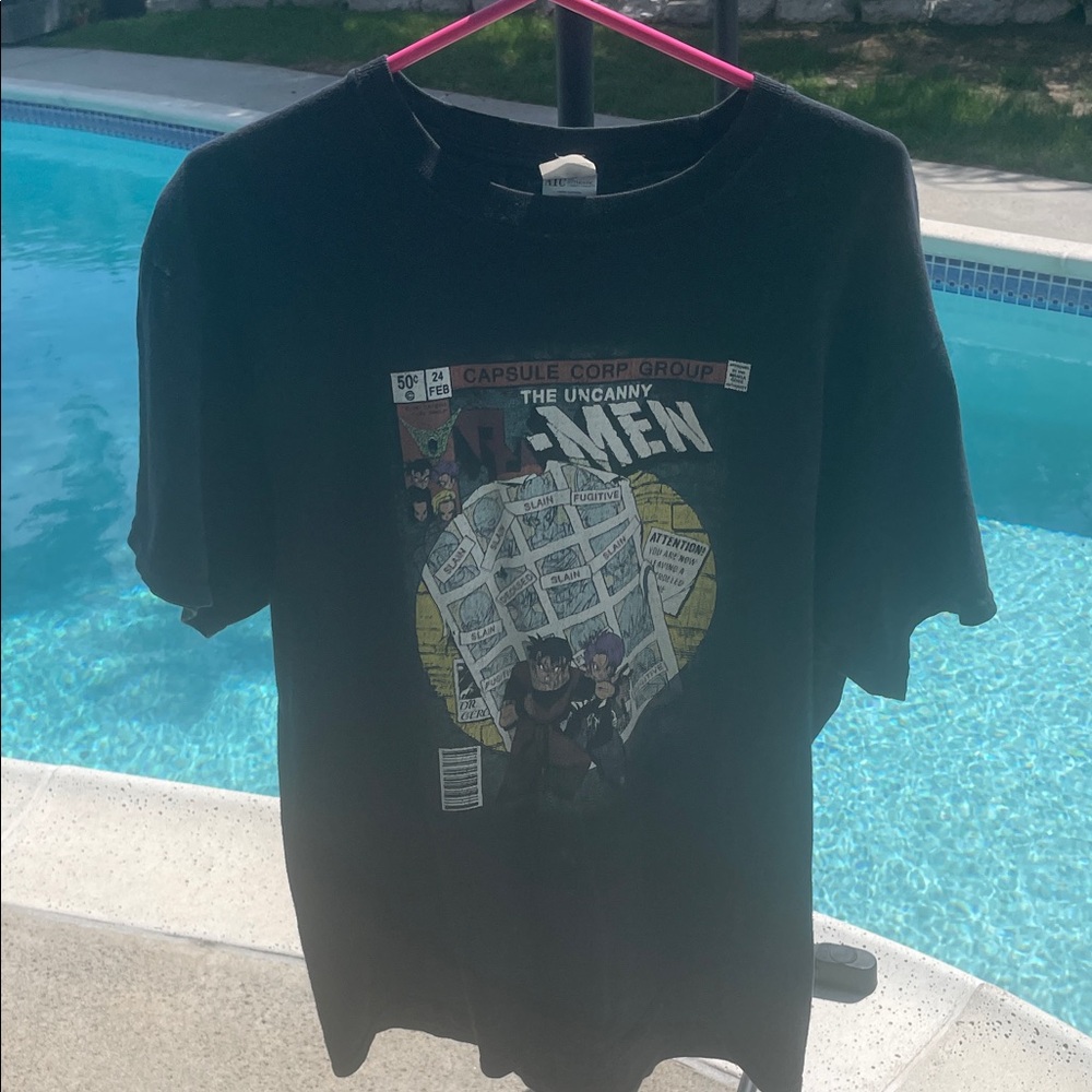 Black Graphic Tee with Comic Design | Anime meets X-Men